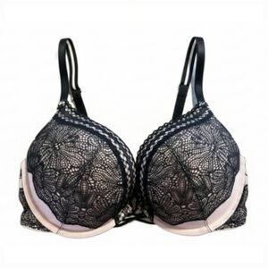 Victoria’s Secret Lace & Mesh Bombshell Bra - Black and with Nude Accents/32D